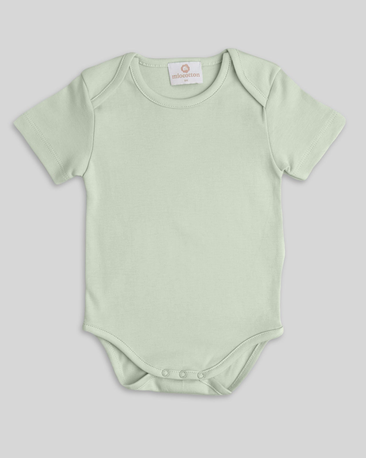 Pistachio short sleeve bodysuit in pima cotton, comfy fit for babies
