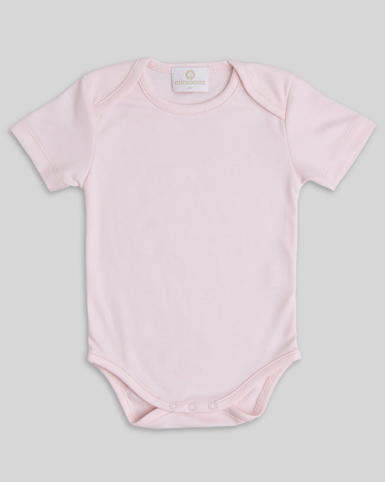Light pink short sleeve bodysuit for baby girls, soft and cute