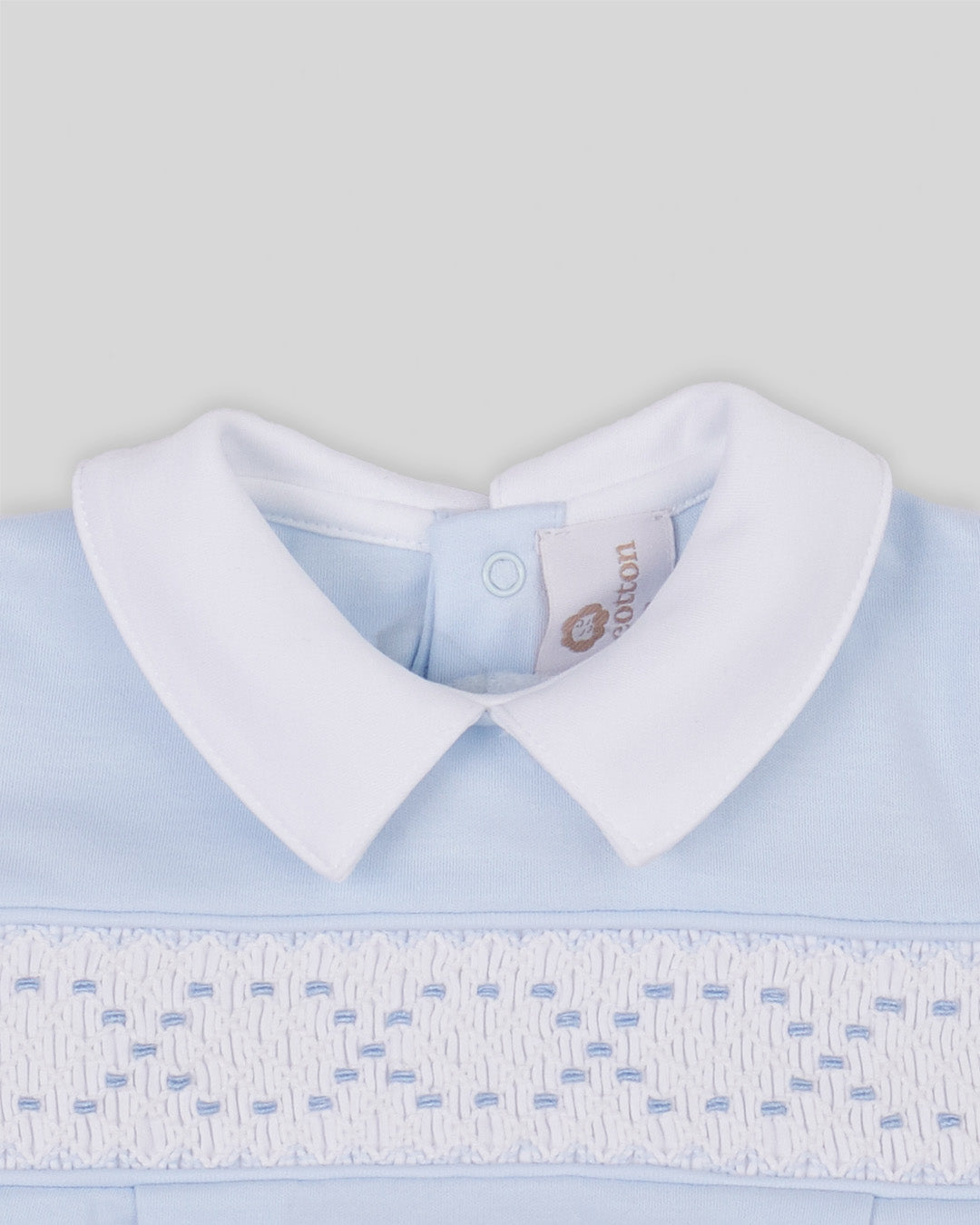 Footie Joy Baby Boy Pima Cotton Hand Smocked -Blue