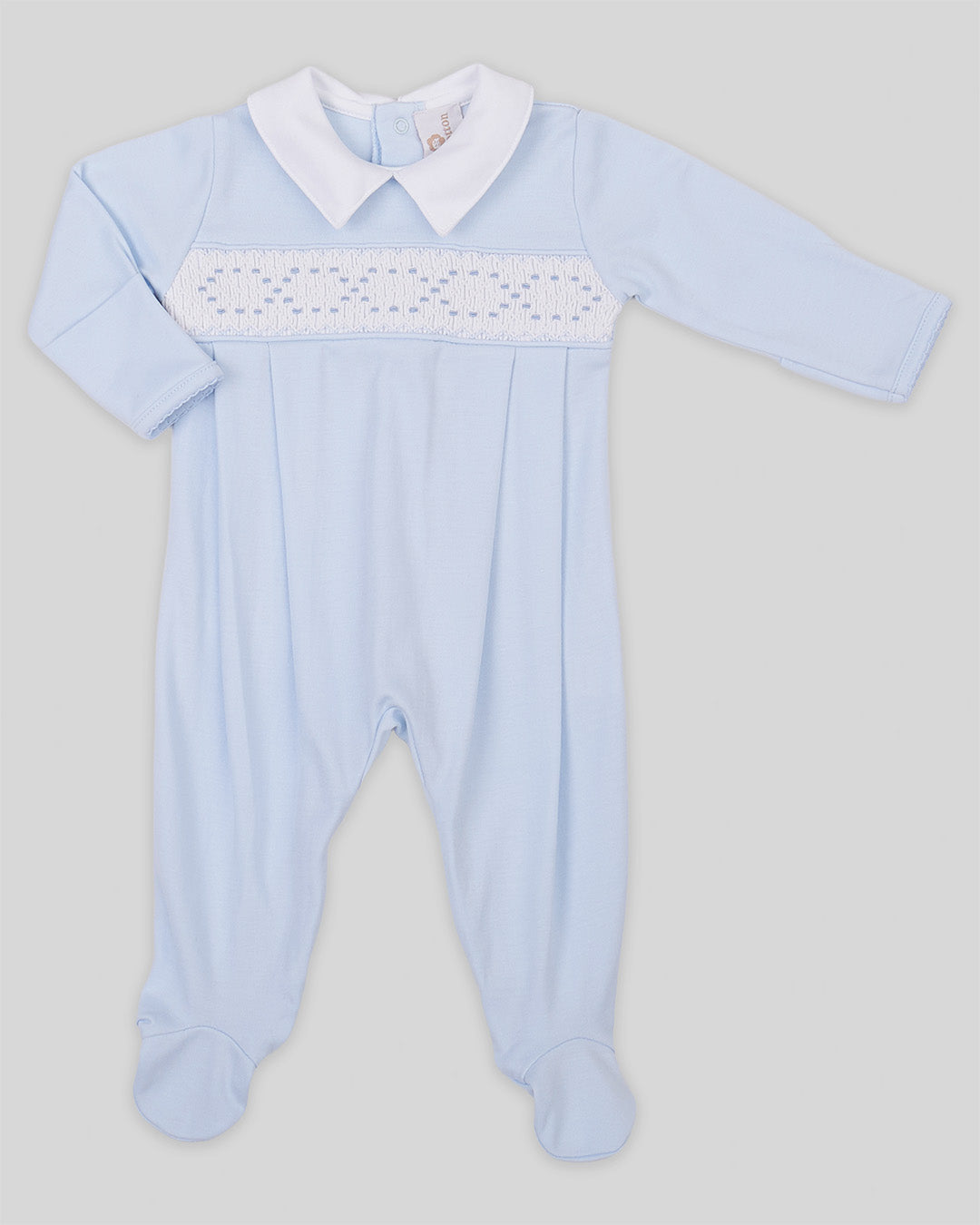 Footie Renzi Baby Boy Pima Cotton Hand Smocked - Blue