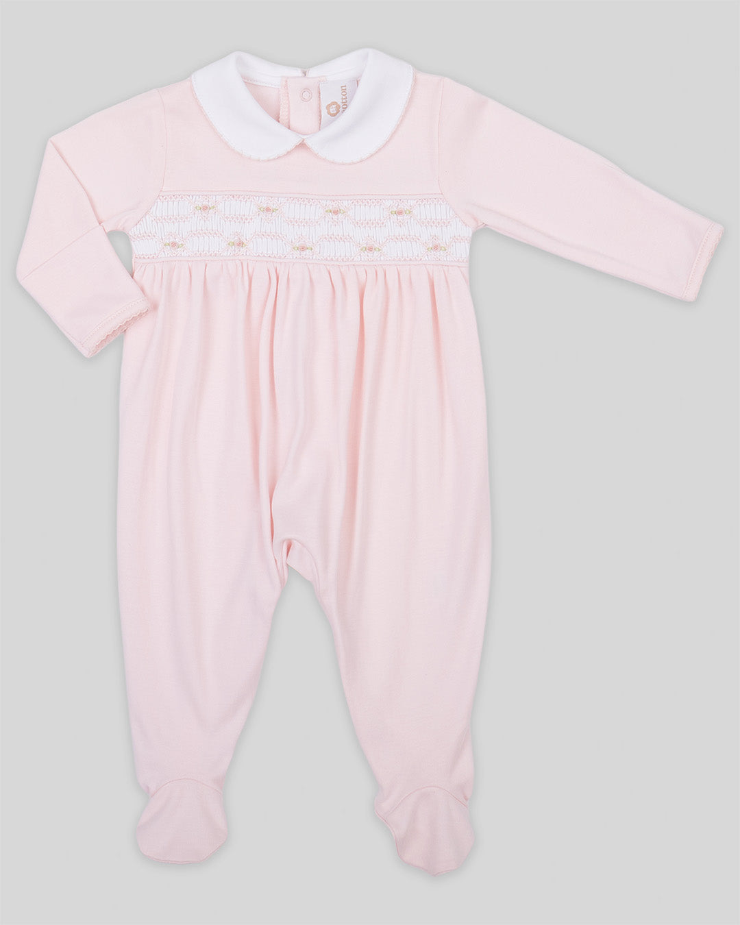 Footie Emmy Baby Girl Pima Cotton Hand Smocked - Pink