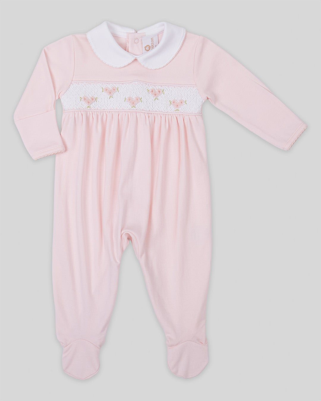 Footie Zuz Baby Girl Pima Cotton Hand Smocked - Pink
