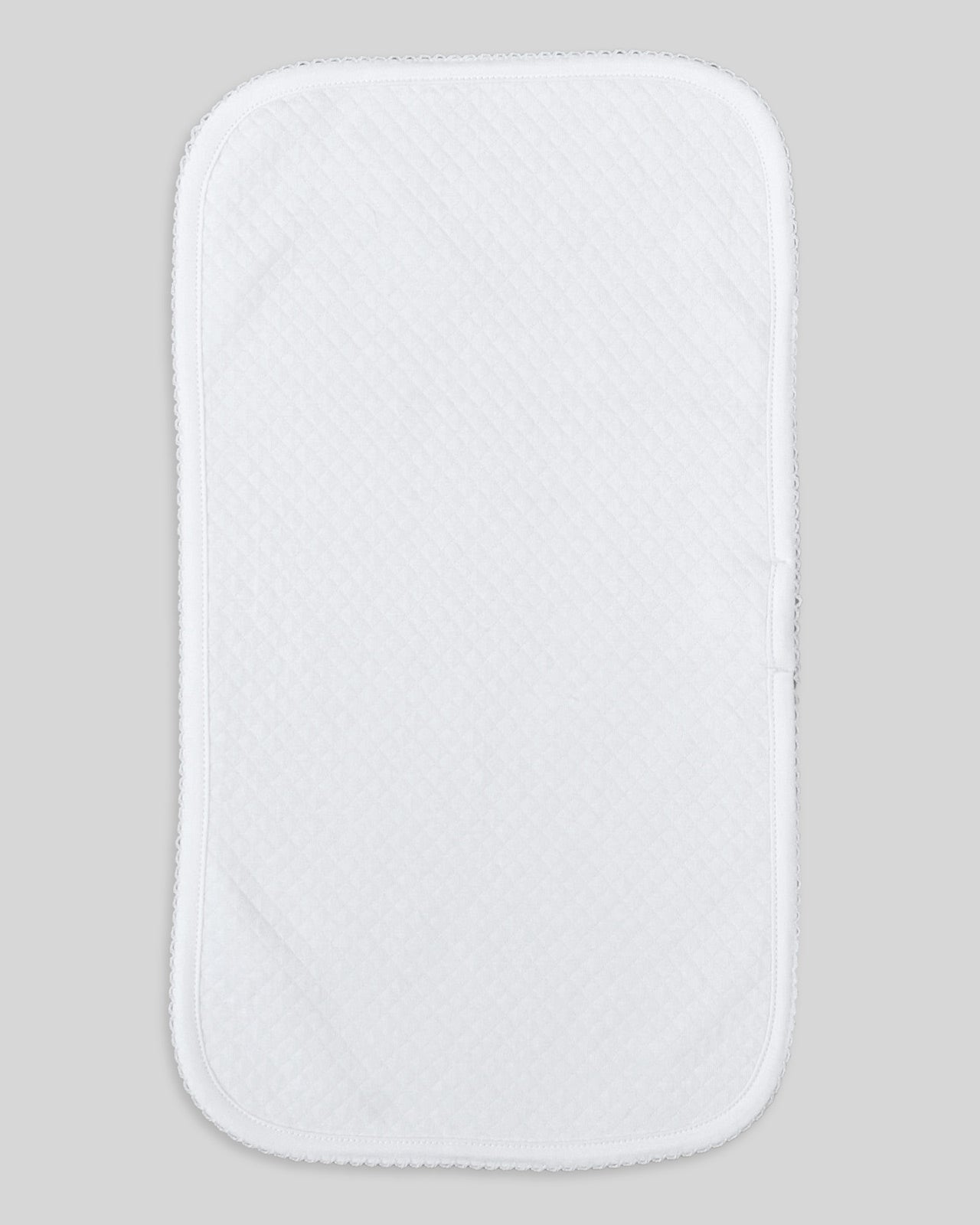 Classic white quilted pima burp cloth for infants, soft and versatile for daily use.