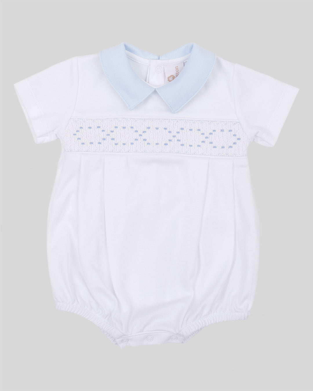 Bubble Joy Baby Boy Pima Cotton Hand Smocked - White/Blue