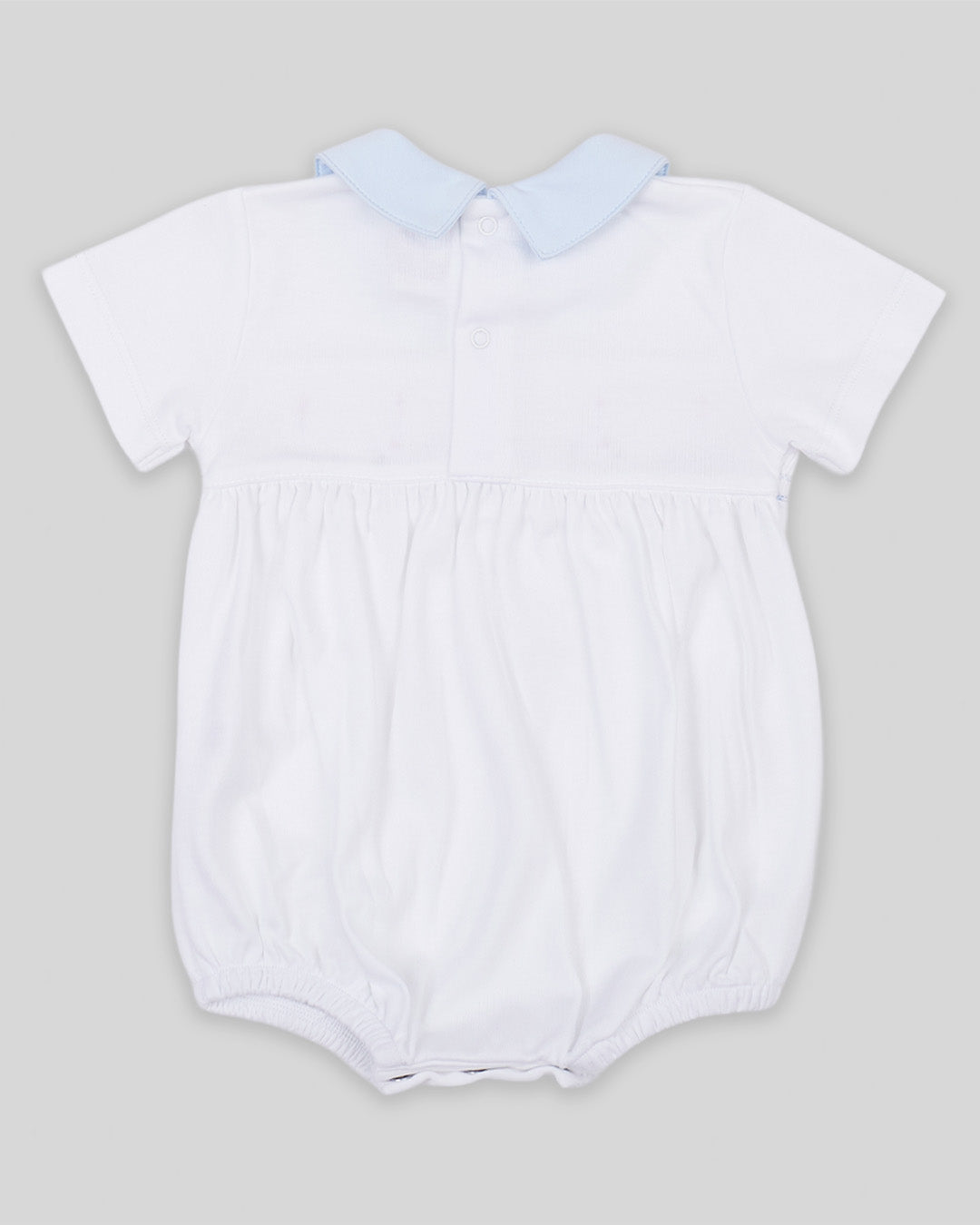 Bubble Renzi Baby Boy Pima Cotton Hand Smocked - White/Blue