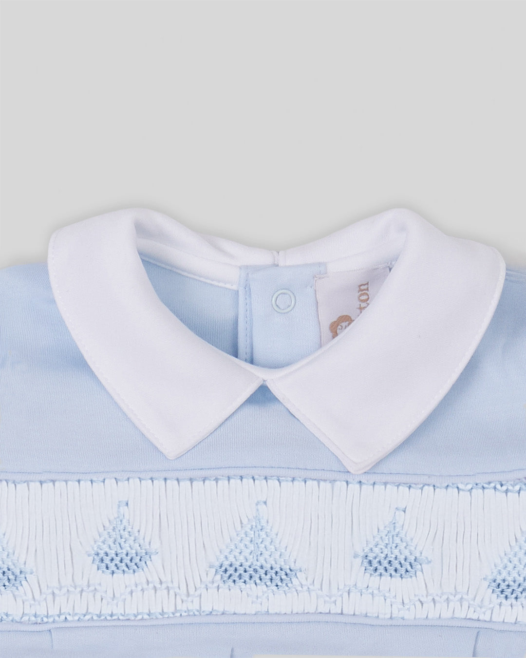 Bubble Sailboat Baby Boy Pima Cotton Hand Smocked - Blue