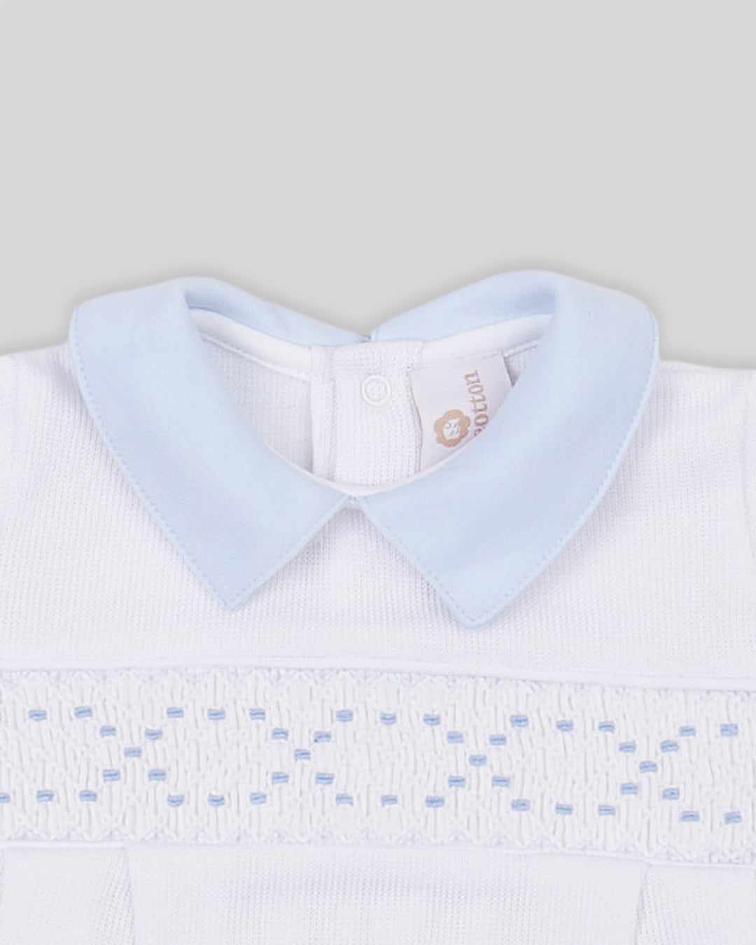 Bubble Joy Baby Boy Special Knit Pima Cotton Hand Smocked - White/Blue