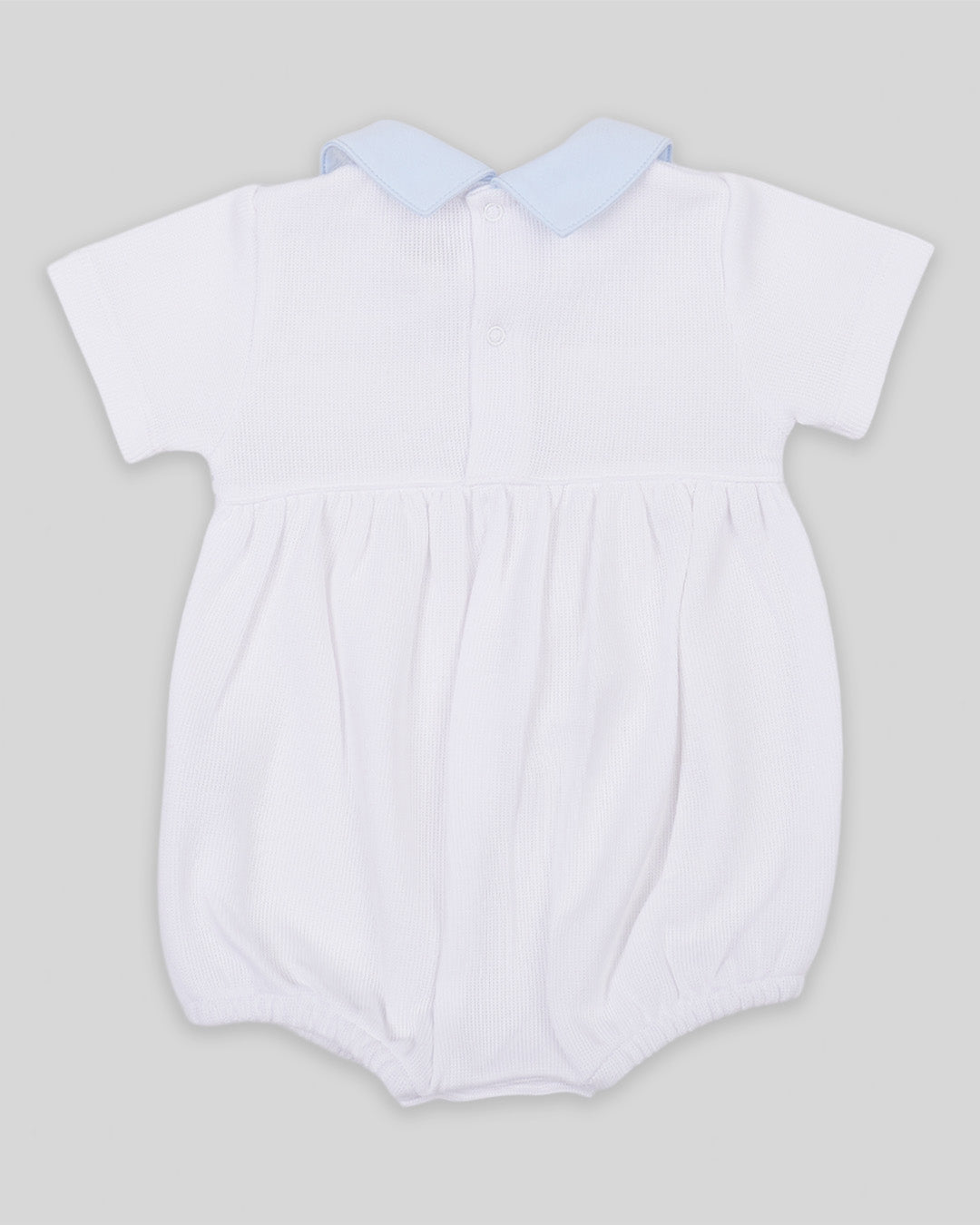 Bubble Renzi Baby Boy Special Knit Pima Cotton Hand Smocked - White/Blue