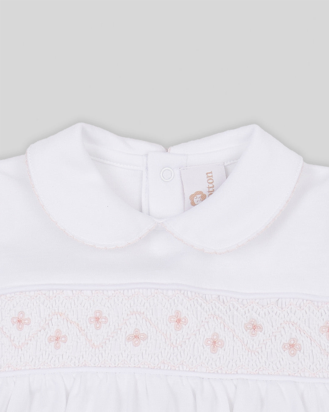 Bubble Agnes Baby Girl Pima Cotton Hand Smocked - White/Pink