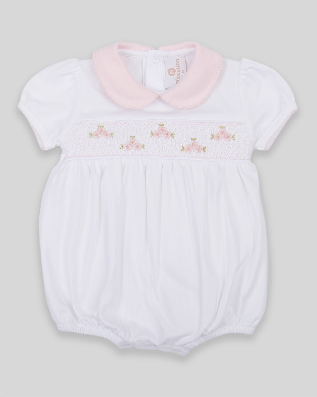 Bubble Calisa Baby Girl Pima Cotton Hand Smocked - White/Pink