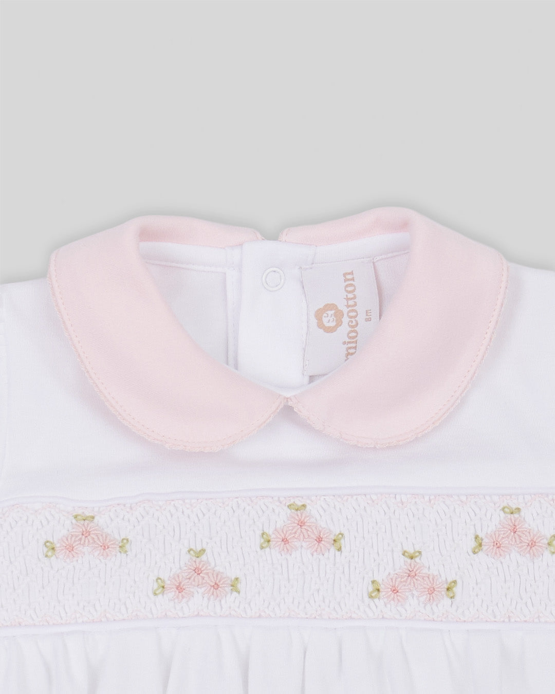 Bubble Calisa Baby Girl Pima Cotton Hand Smocked - White/Pink