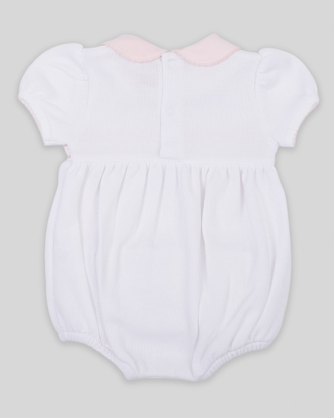 Bubble Daphne Baby Girl Special Knit Pima Cotton Hand Smocked - White/Pink