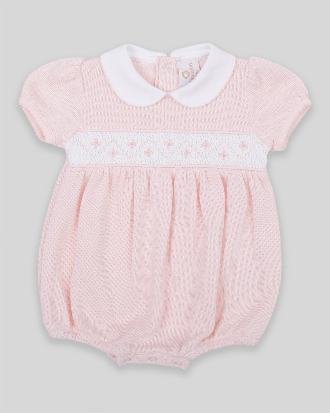 Bubble Agnes Baby Girl Special Knit Pima Cotton Hand Smocked - Pink