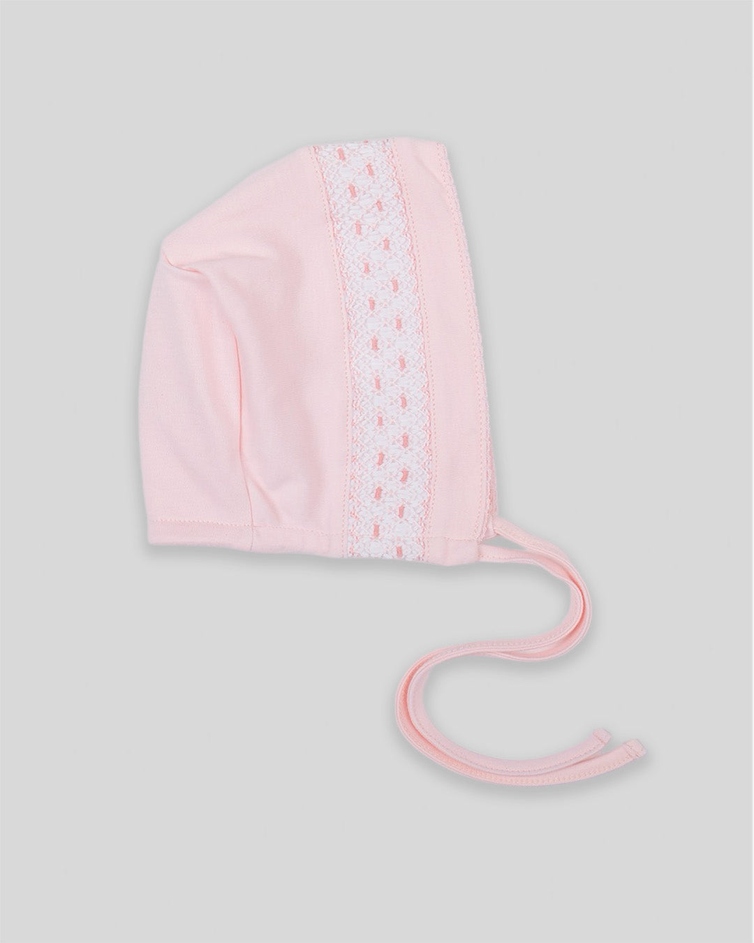 Hand Smocked Interlock Pima Cotton Baby Girl Bonnet Daphne Pima Cotton - Pink