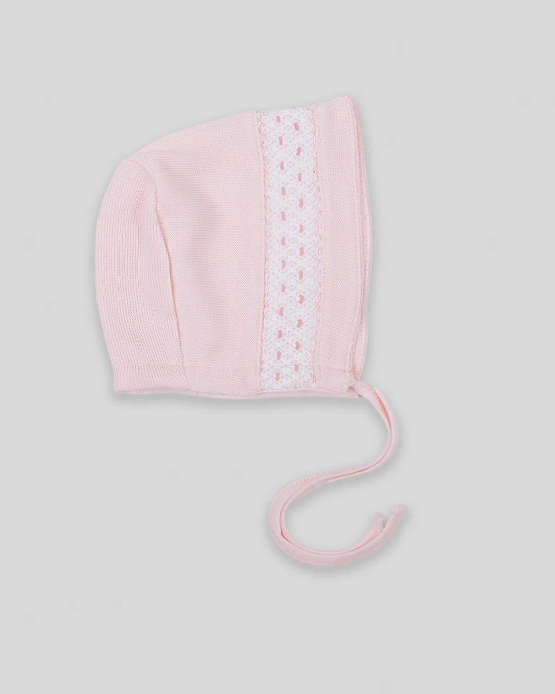 Hand Smocked Special Knit Pima Cotton Baby Girl Bonnet Daphne - Pink