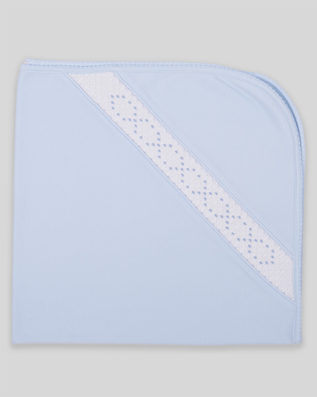 Hand Smocked Baby Boy Blanket Joy Pima Cotton - Blue
