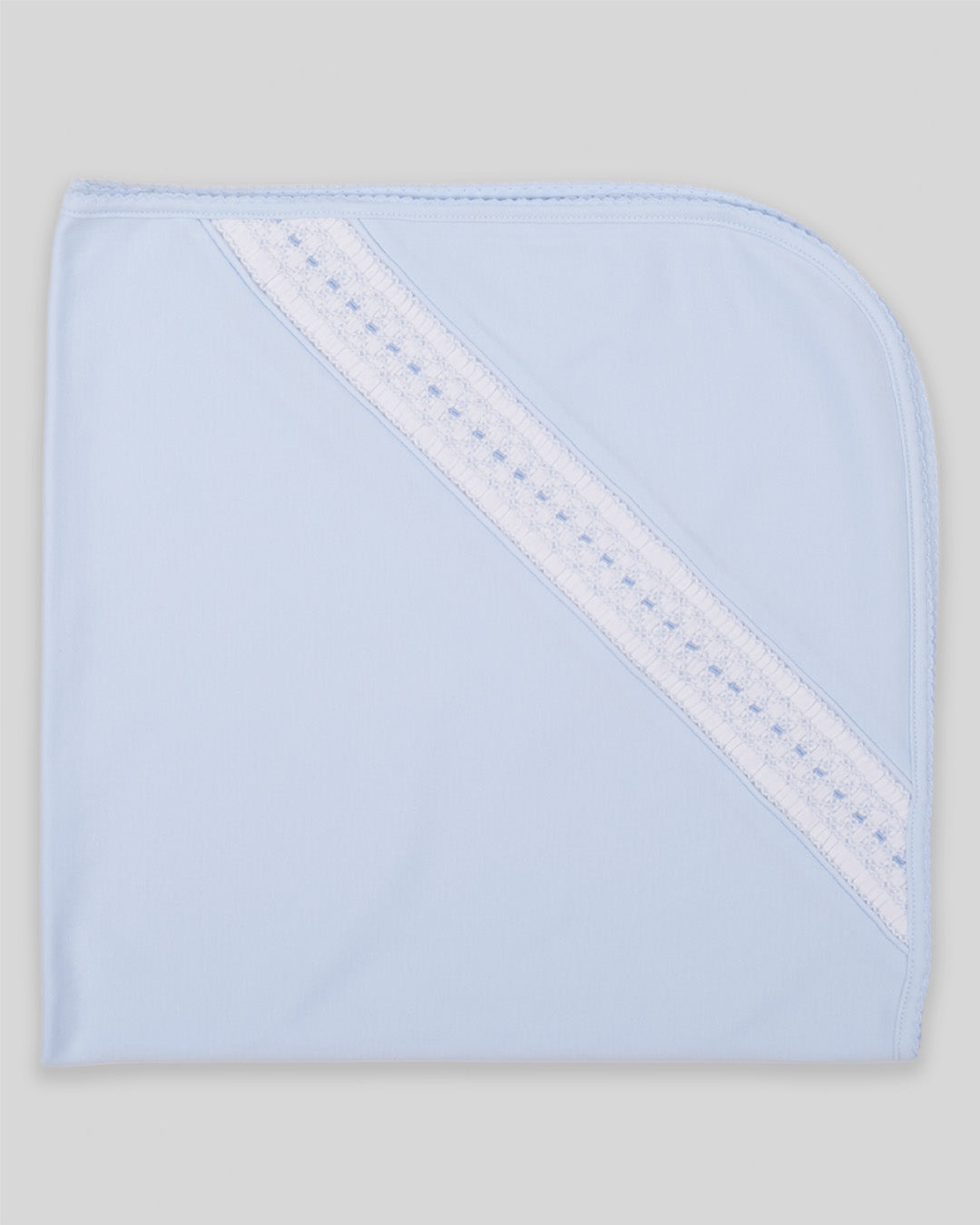 Hand Smocked Baby Boy Blanket Renzi Pima Cotton - Blue