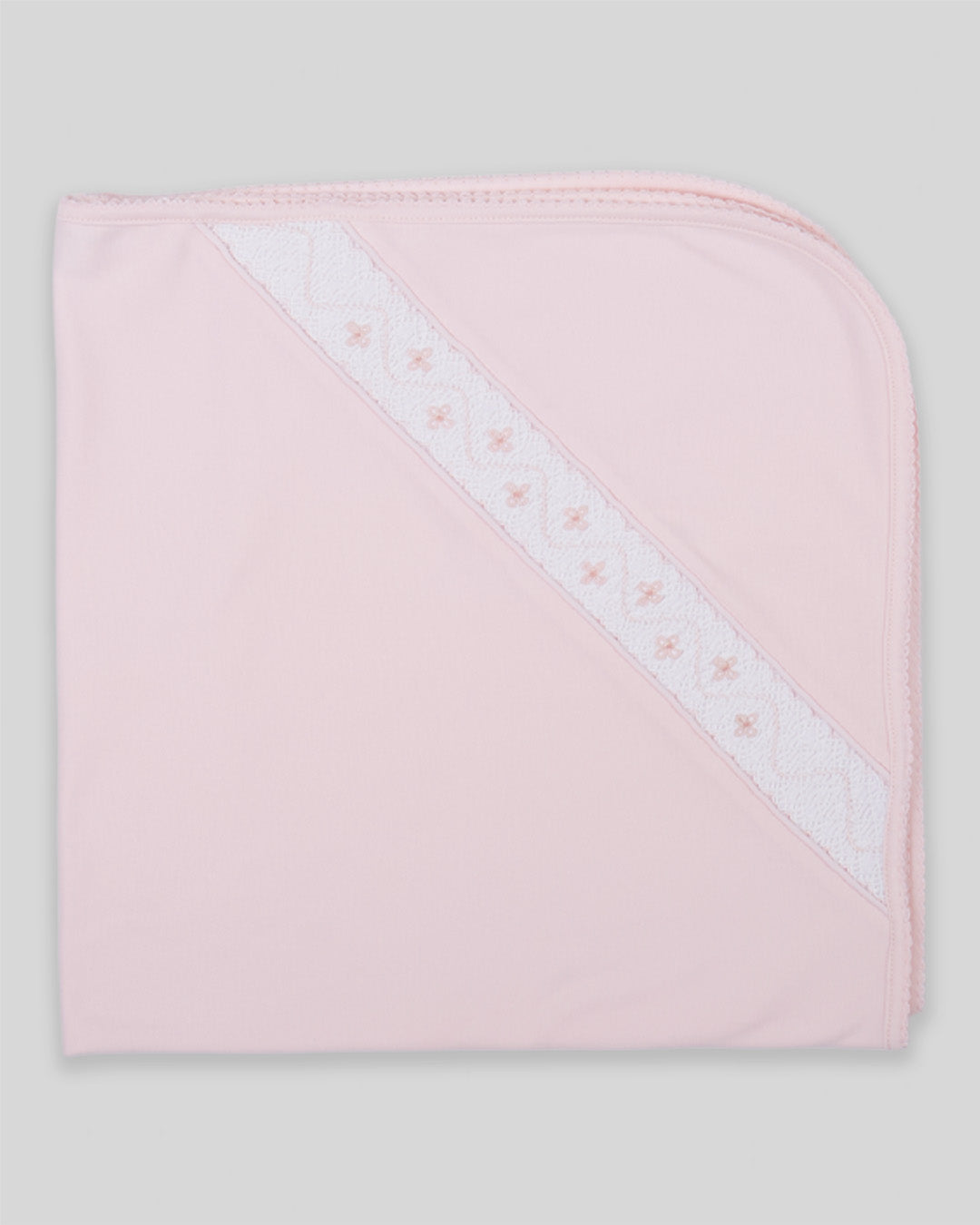 Hand Smocked Baby Girl Blanket Alma Pima Cotton - Pink