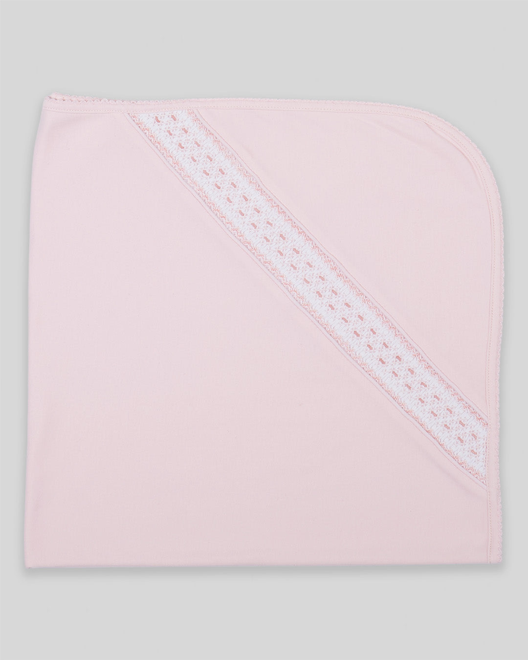 Hand Smocked Baby Girl Blanket Daphne Pima Cotton - Pink