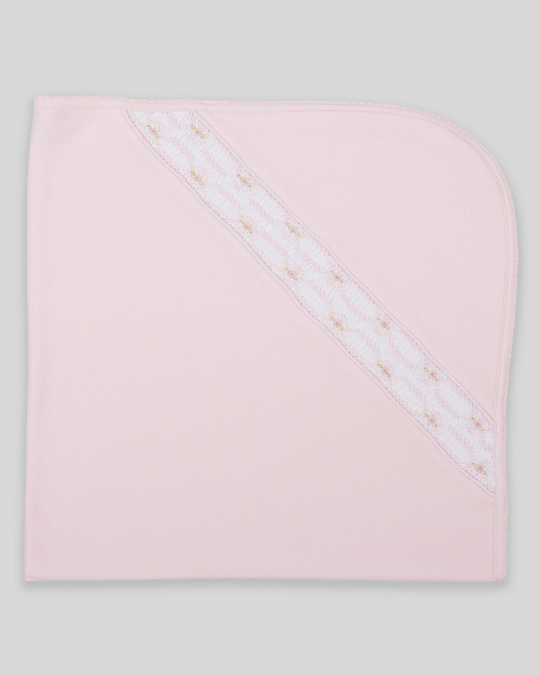 Hand Smocked Baby Girl Blanket Emmy Pima Cotton - Pink