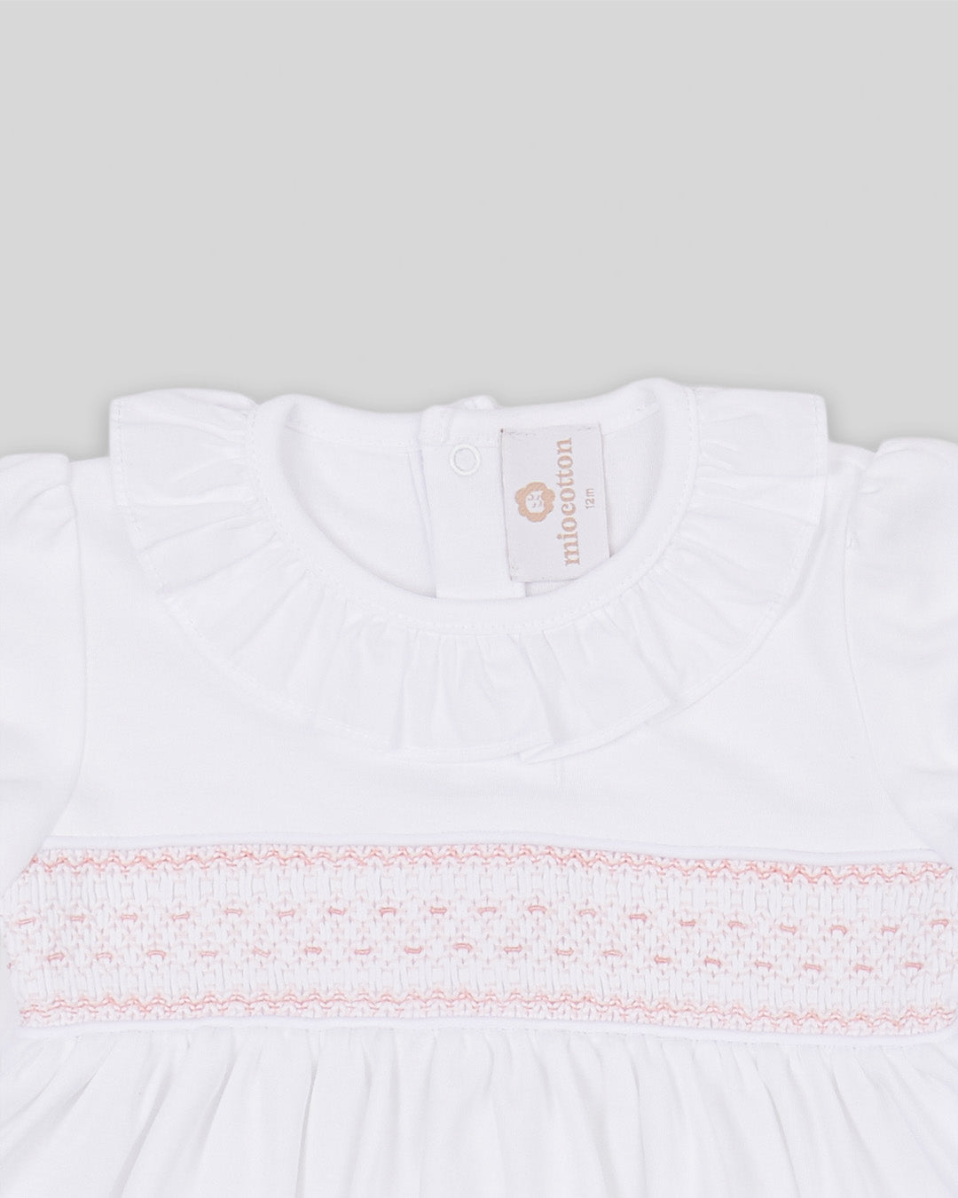 Mini Dress Set Daphne Baby Girl Pima Cotton Hand Smocked - White/Pink