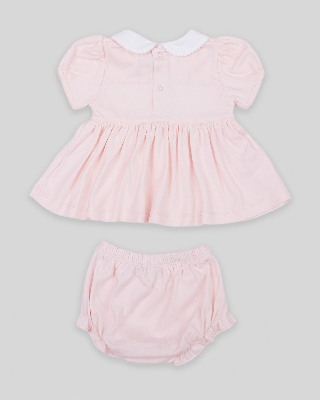 Mini Dress Set Alma Baby Girl Pima Cotton Hand Smocked - Pink