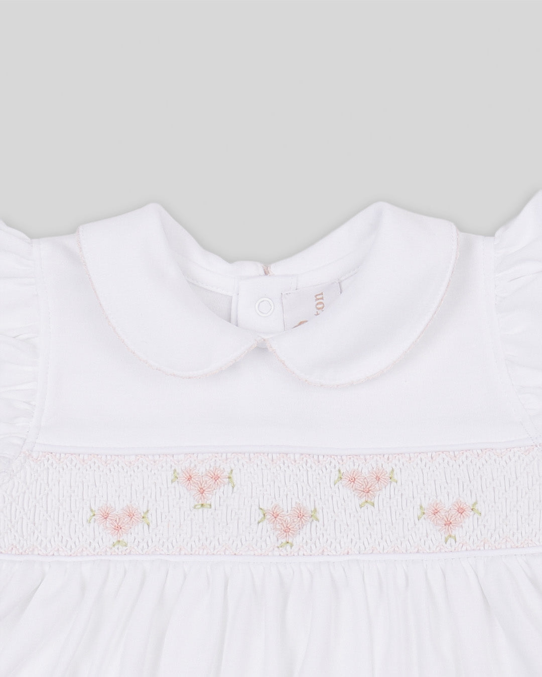 Mini Dress Set Zuzzel Baby Girl Pima Cotton Hand Smocked - White/Pink
