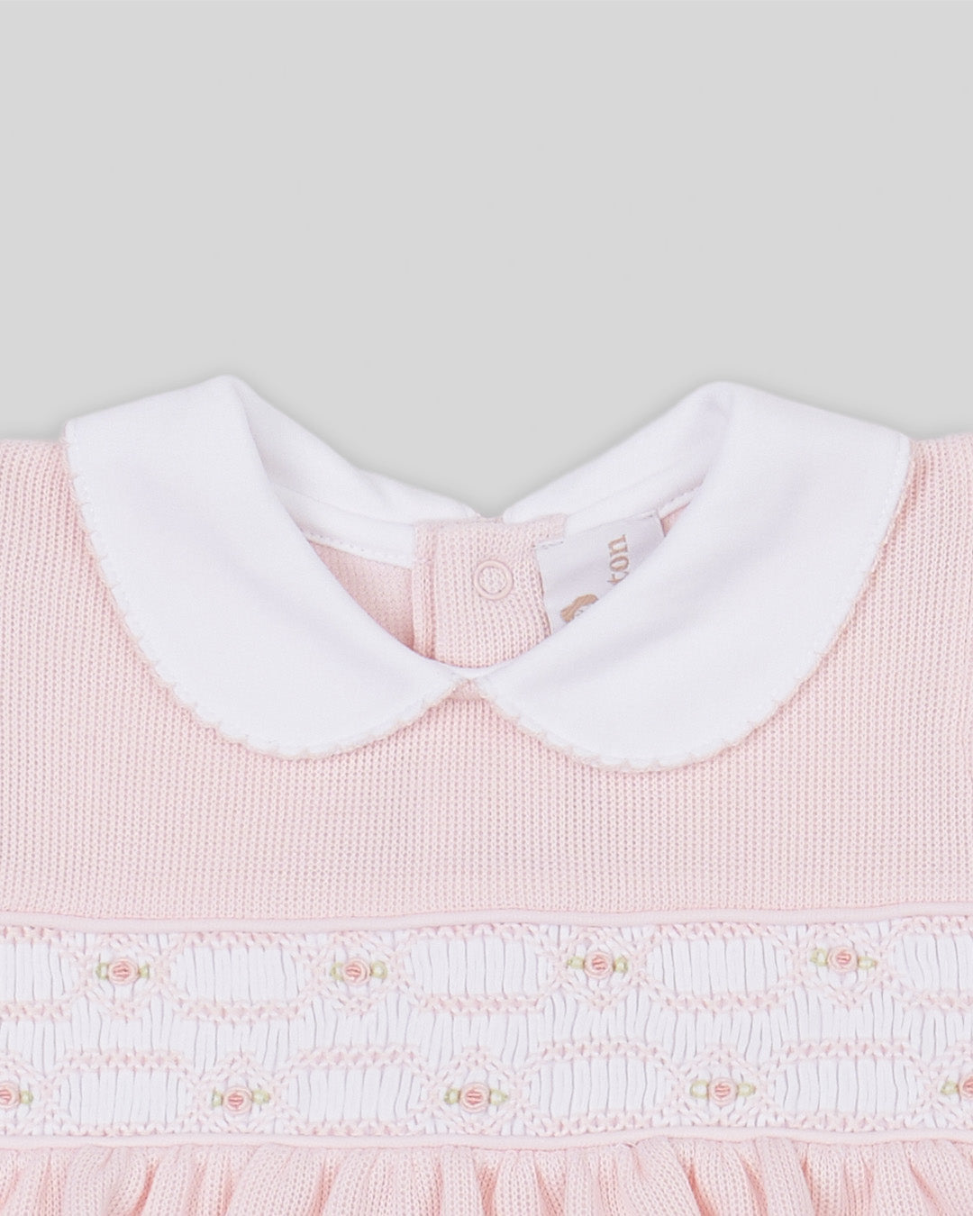 Mini Dress Set Emma Baby Girl Special Knit Pima Cotton Hand Smocked - Pink