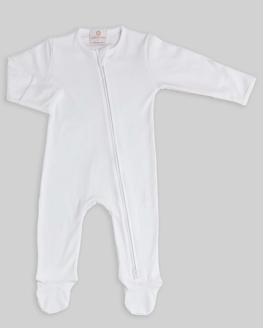 Zipper Footie Indigo - White