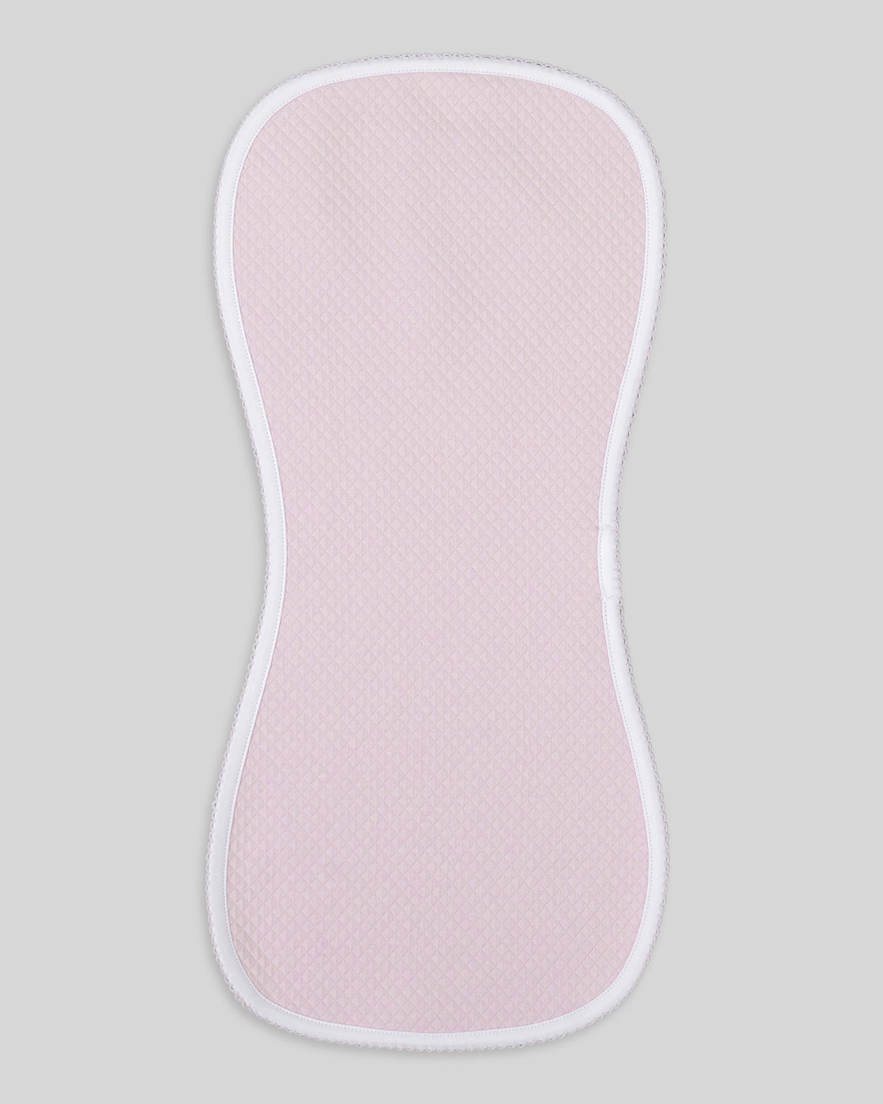 Pink quilted pima burp cloth for babies, soft and adorable for feeding.