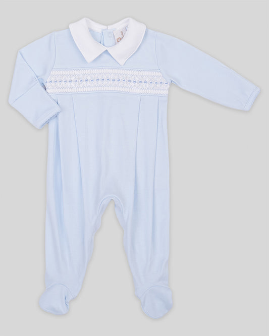 Footie Renzi Baby Boy Pima Cotton Hand Smocked - Blue
