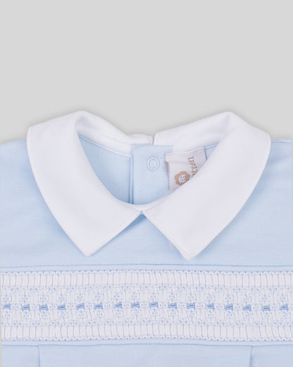 Footie Renzi Baby Boy Pima Cotton Hand Smocked - Blue