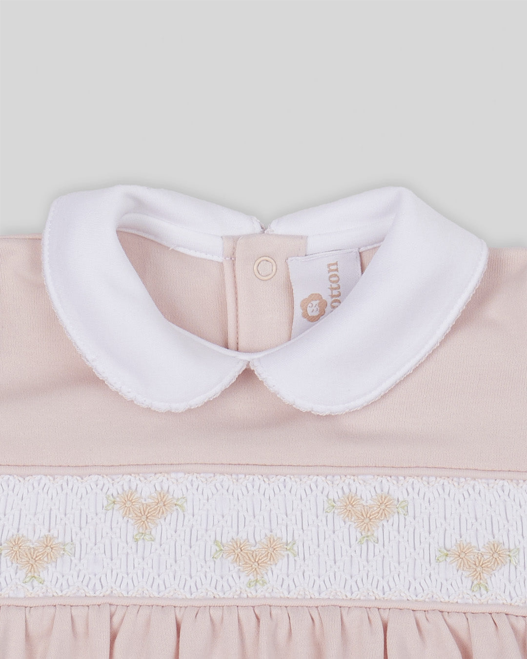 Footie Zuzzel Baby Girl Pima Cotton Hand Smocked - Nude
