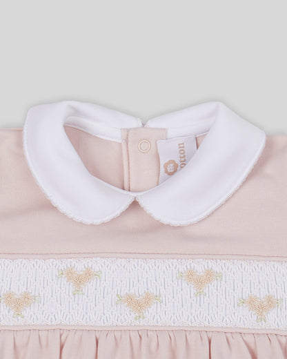 Footie Zuzzel Baby Girl Pima Cotton Hand Smocked - Nude
