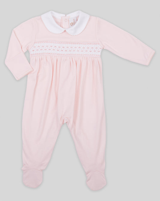Footie Daphne Baby Girl Pima Cotton Hand Smocked - Pink