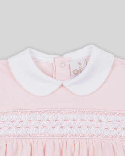 Footie Daphne Baby Girl Pima Cotton Hand Smocked - Pink