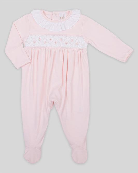 Footie Alma Baby Girl Pima Cotton Hand Smocked - Pink