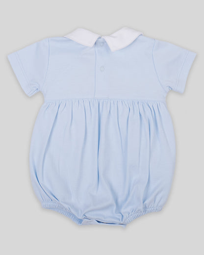 Bubble Sailboat Baby Boy Pima Cotton Hand Smocked - Blue/Navy