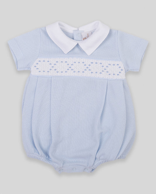 Bubble Joy Baby Boy Special Knit Pima Cotton Hand Smocked - Blue