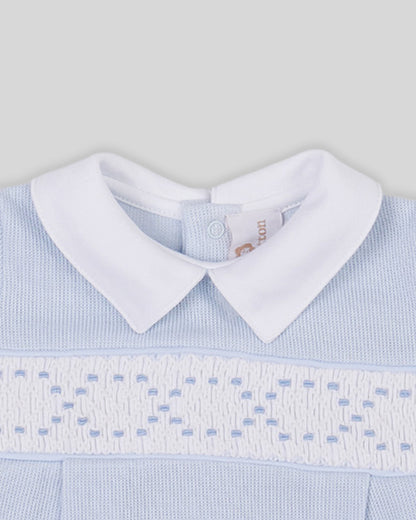 Bubble Joy Baby Boy Special Knit Pima Cotton Hand Smocked - Blue