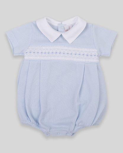 Bubble Renzi Baby Boy Special Knit Pima Cotton Hand Smocked - Blue