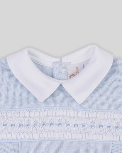 Bubble Renzi Baby Boy Special Knit Pima Cotton Hand Smocked - Blue