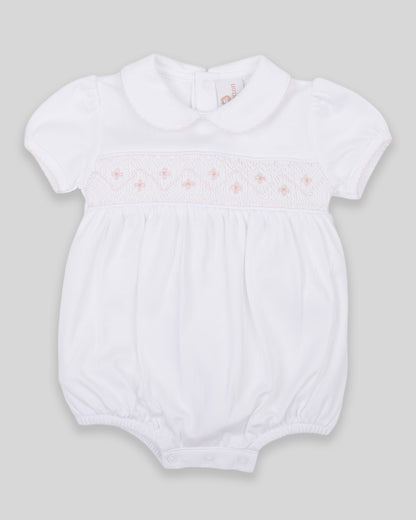 Bubble Agnes Baby Girl Pima Cotton Hand Smocked - White/Pink