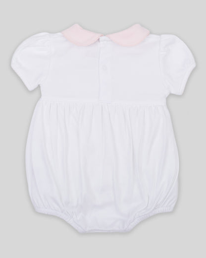 Bubble Daphne Baby Girl Pima Cotton Hand Smocked - White/Pink