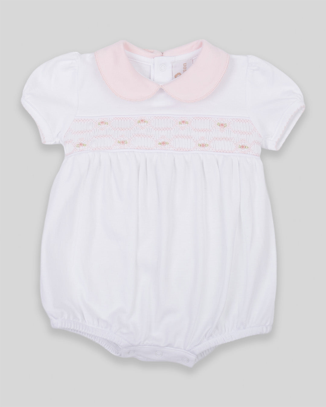 Bubble Emma Baby Girl Pima Cotton Hand Smocked - White/Pink