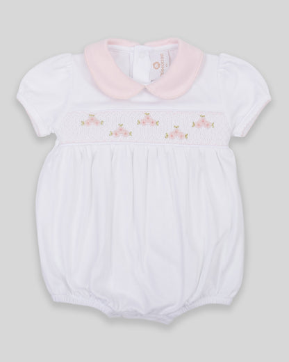 Bubble Calisa Baby Girl Pima Cotton Hand Smocked - White/Pink