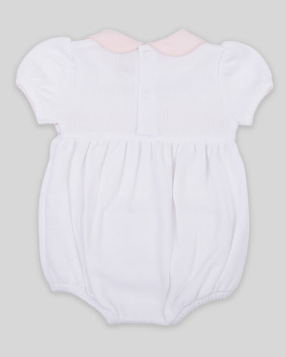 Bubble Emma Baby Girl Special Knit Pima Cotton Hand Smocked - White/Pink