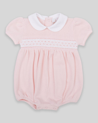Bubble Daphne Baby Girl Special Knit Pima Cotton Hand Smocked - Pink