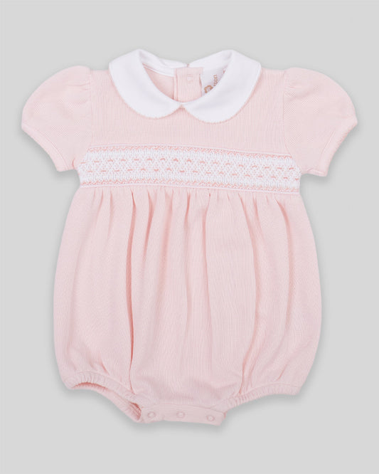 Bubble Daphne Baby Girl Special Knit Pima Cotton Hand Smocked - Pink