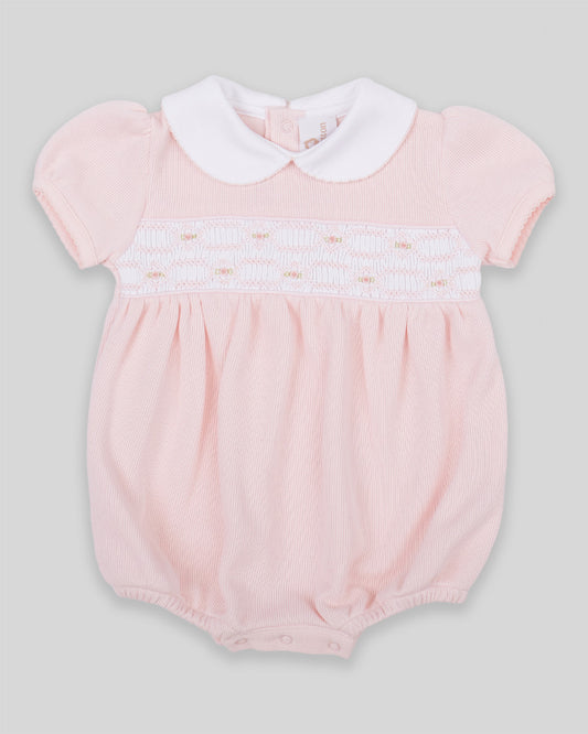 Bubble Emma Baby Girl Special Knit Pima Cotton Hand Smocked - Pink